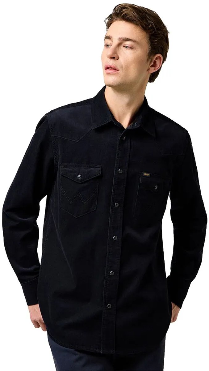 Wrangler Western Cord Overhemd Met Lange Mouwen XL Man Zwart