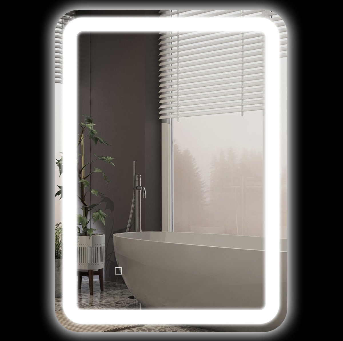 FloraGrace Badkamerspiegel LED – 50 x 70 cm – Drie Lichtkleuren – Gehard Glas – Zilver – Wandmontage Met Anticondensfunctie En IP44