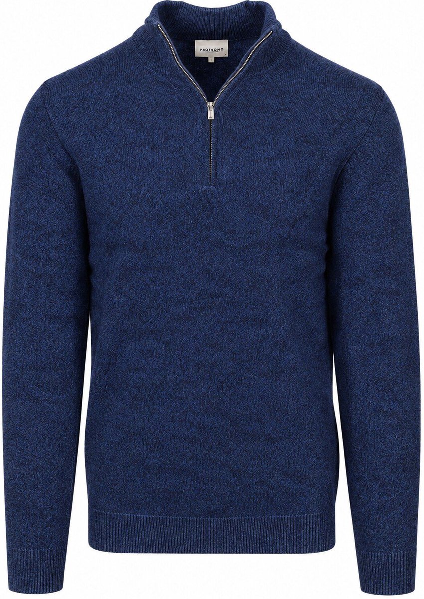 Profuomo Half Zip Pullover Woolblend Royal Blue - Maat L - Heren - Schipperstrui