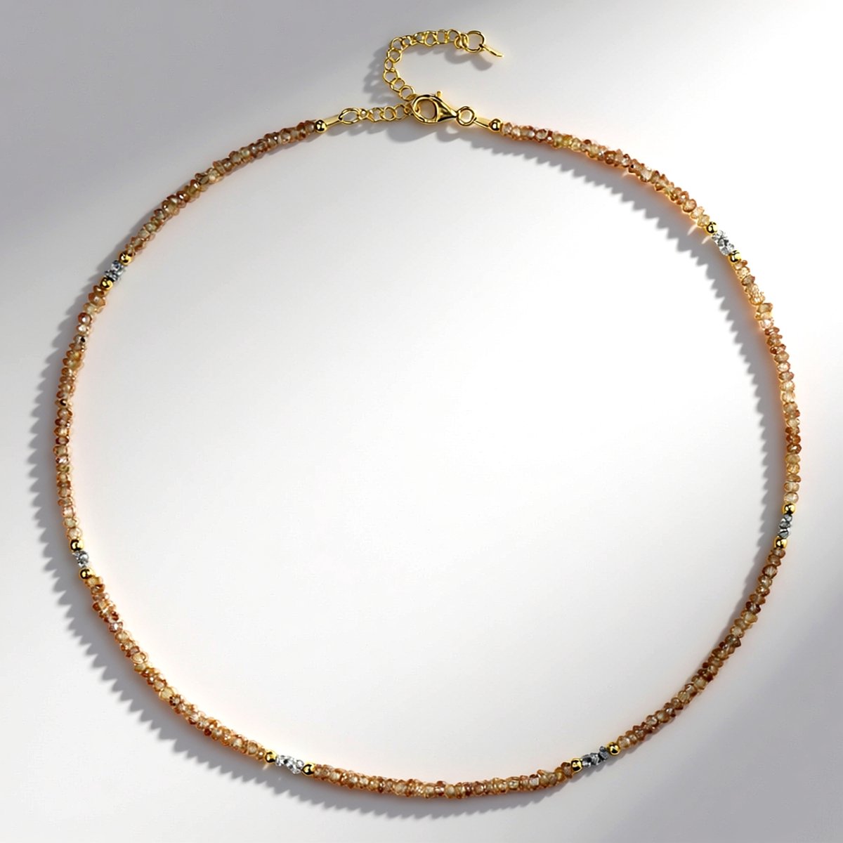 Cavill - Elegante Halsketting - 925 Sterling Zilver Verguld - Bruine Cambodja Zirkonen 47,681 ct & Afrikaanse Diamanten 2,166 ct