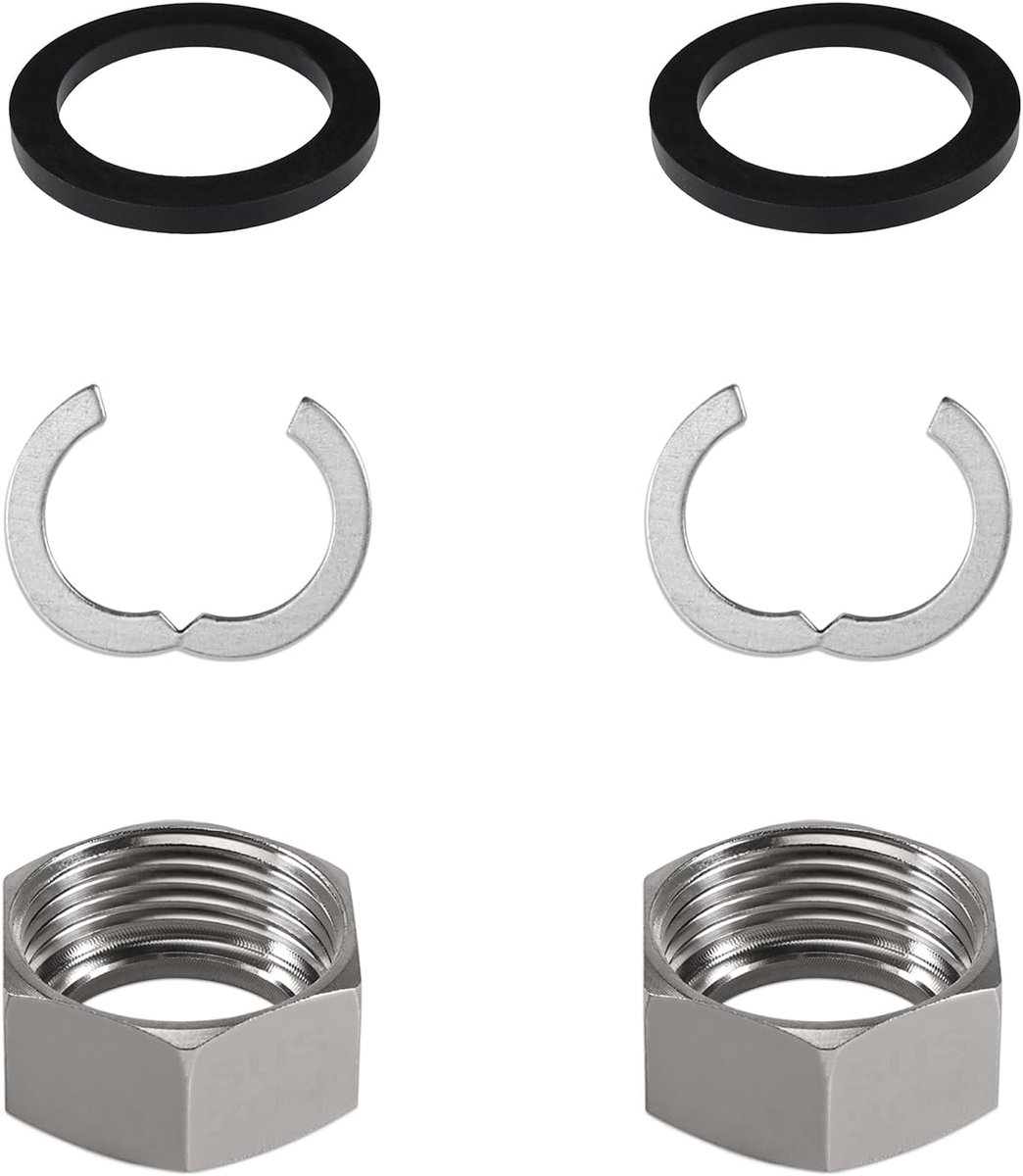 2 stuks aansluitset DN32-1 1/4" roestvrijstalen gegolfde buis schroefverbinding voor zonne-kabel en sanitair | incl. 2 schroefdoppen voor gegolfde buis + 2 clips + 2 afdichtingen