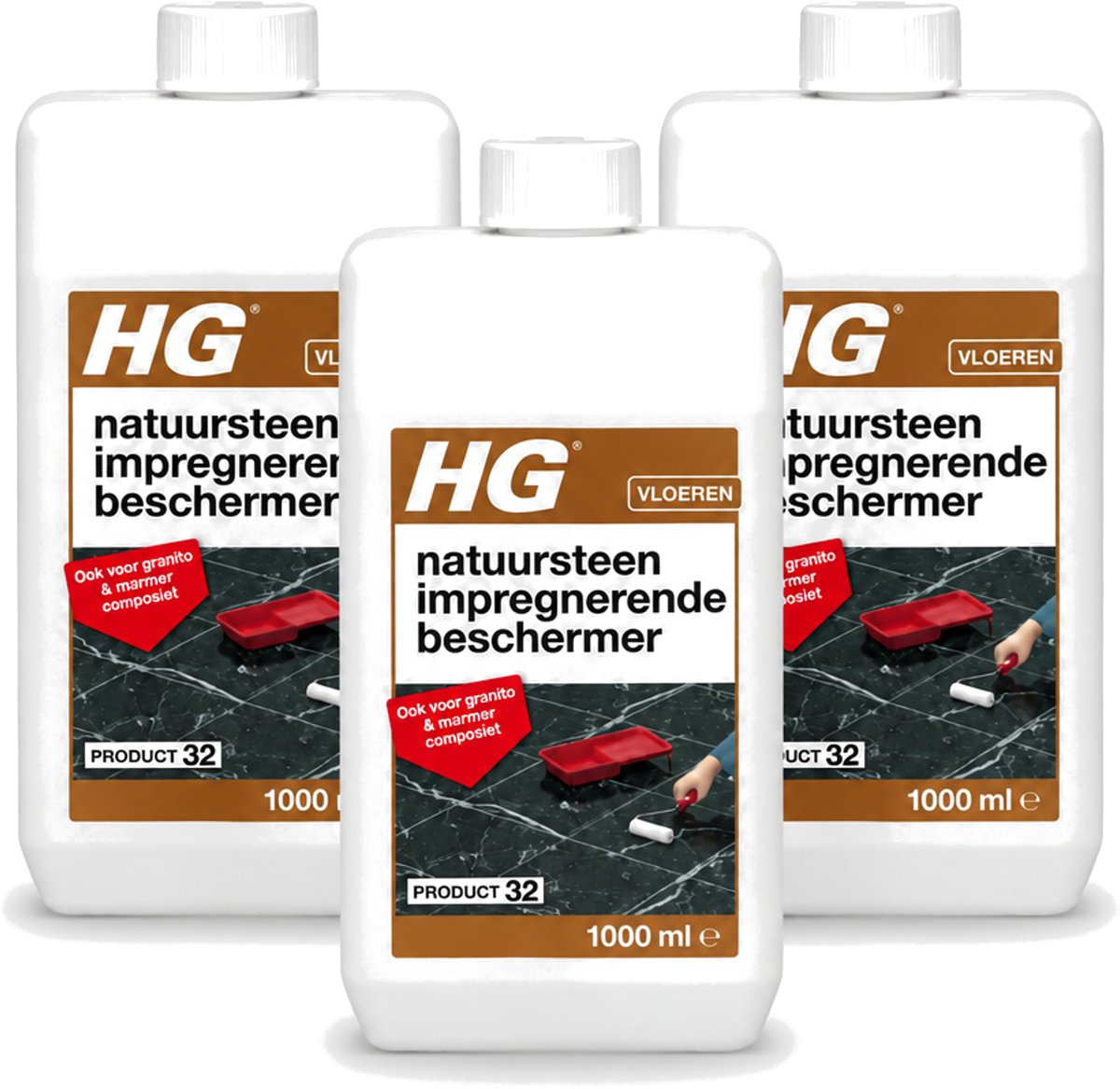 3 x HG - Natuursteen Impregnerende Beschermer - Ook Voor Granito & Marmer Composiet - 1L - Voordeelverpakking - 3 stuks