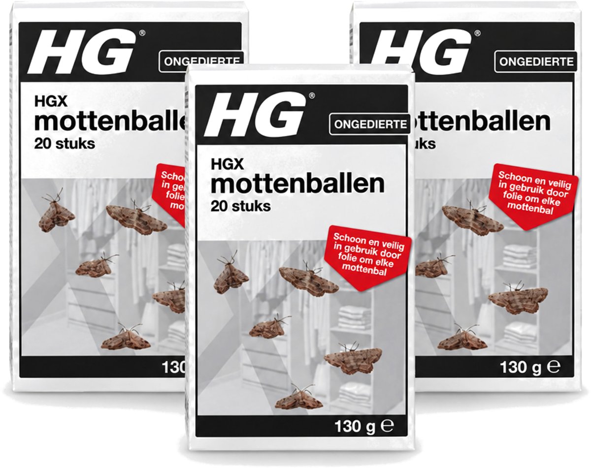 3 x HG X - Ongedierte - Mottenballen - Schoon & Veilig - 20 Mottenballen - Bulkverpakking - 3 stuks