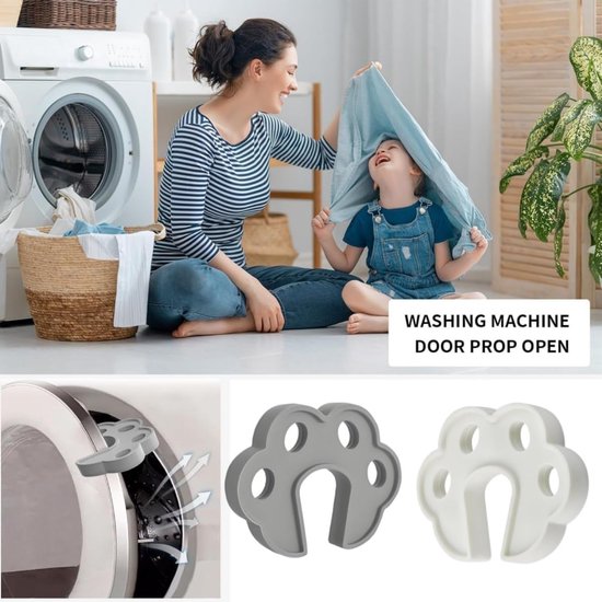 Deursteun voor wasmachine, grijs en wit, deurstopper, deursteun voor het openen van de wasmachine, deursteun voor voorlader en droger om demping te voorkomen, 10 x 8 cm — afbeelding 4