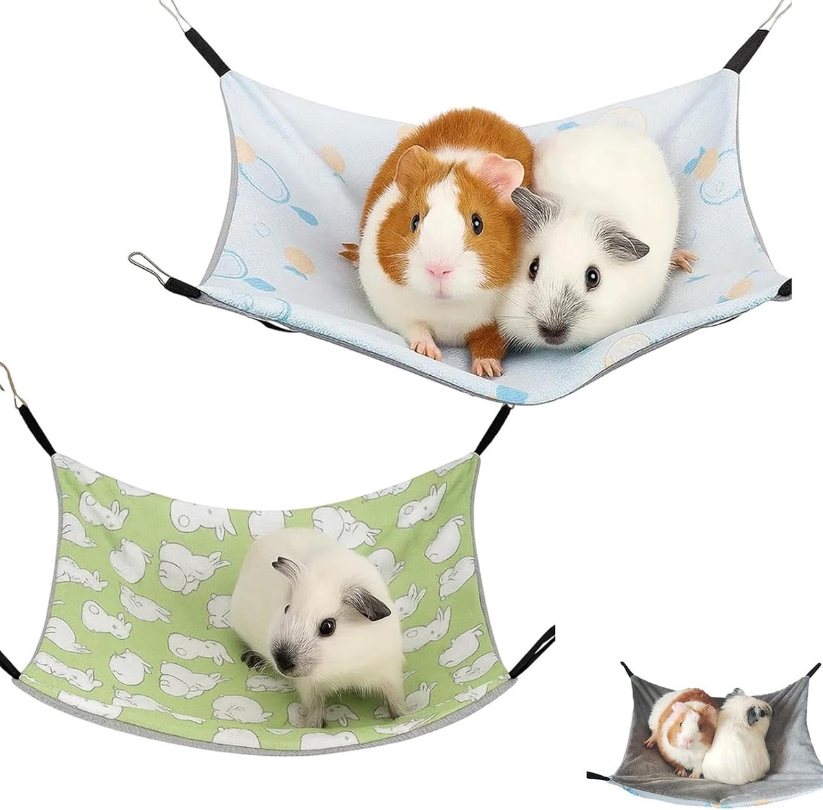 2 stuks, 28 x 28 cm, konijnen- en citroenpatroon, rattenhangmat, ijszijde, hangmat voor kleine huisdieren, dubbelzijdige hamsters, zomerhangmat