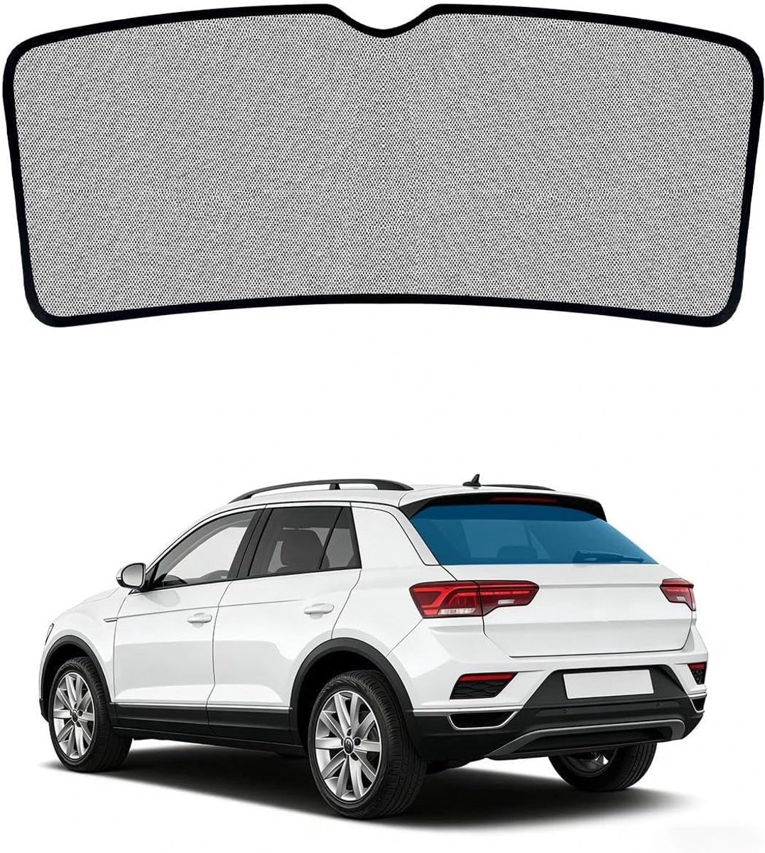 Autozonwering voor VW T-ROC (2018-2024), ademende zonwering voor de achterruit, met uv- en hittebescherming, inkijkbescherming voor baby's, camping en reizen