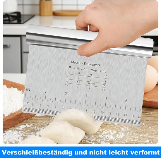 3 stuks deegschrapers roestvrij staal, anti-aanbak, deegkaart roestvrij staal, 15/20/25 cm deegsnijder met meetschaal, groenteschep, keukenschraper voor cake, pizza, cake, cake, cake, deeg, bakgerei — afbeelding 3