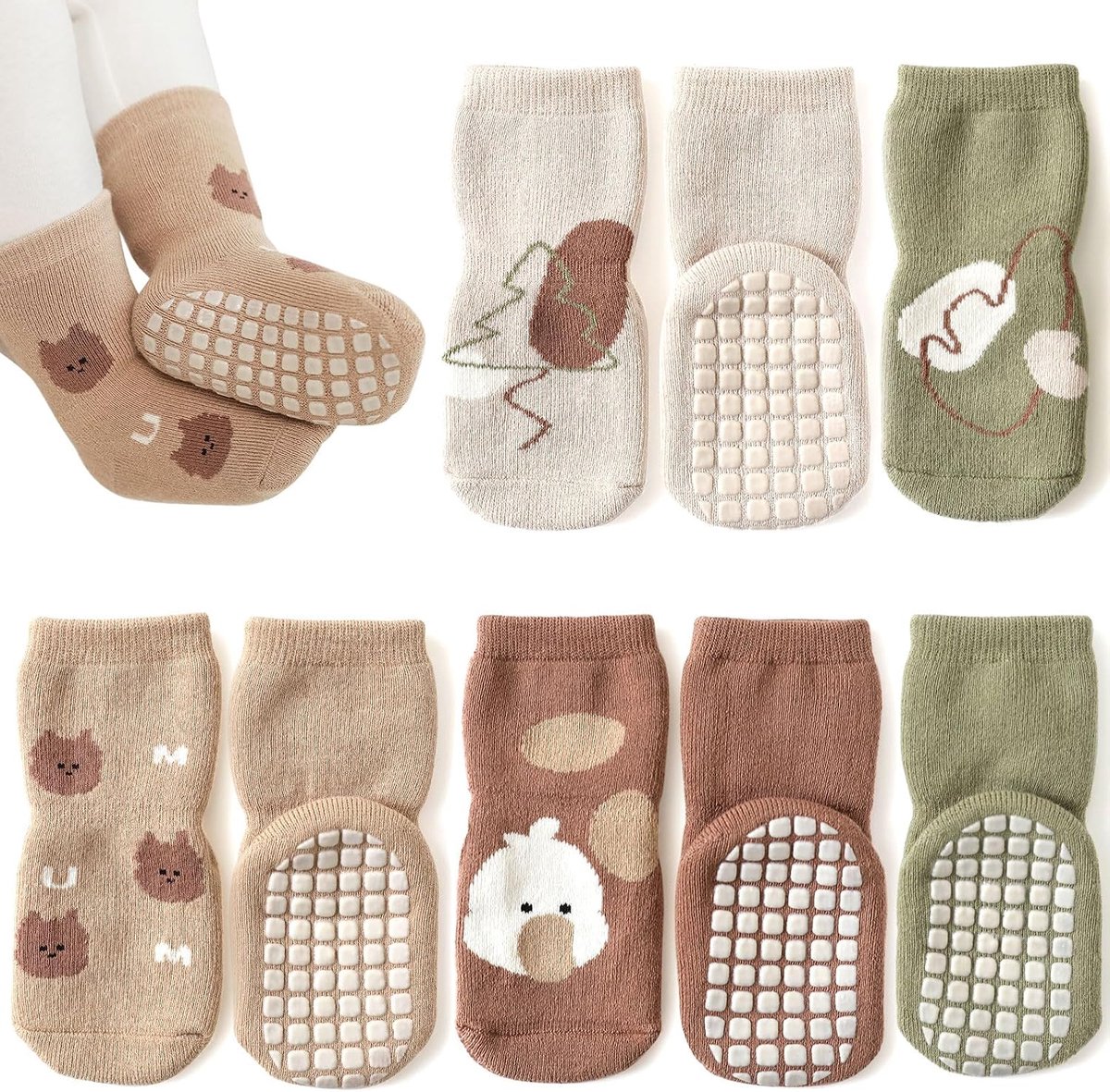 Sokken, voor jongens en meisjes, dikke wintersokken van katoen, antislip, diermotief