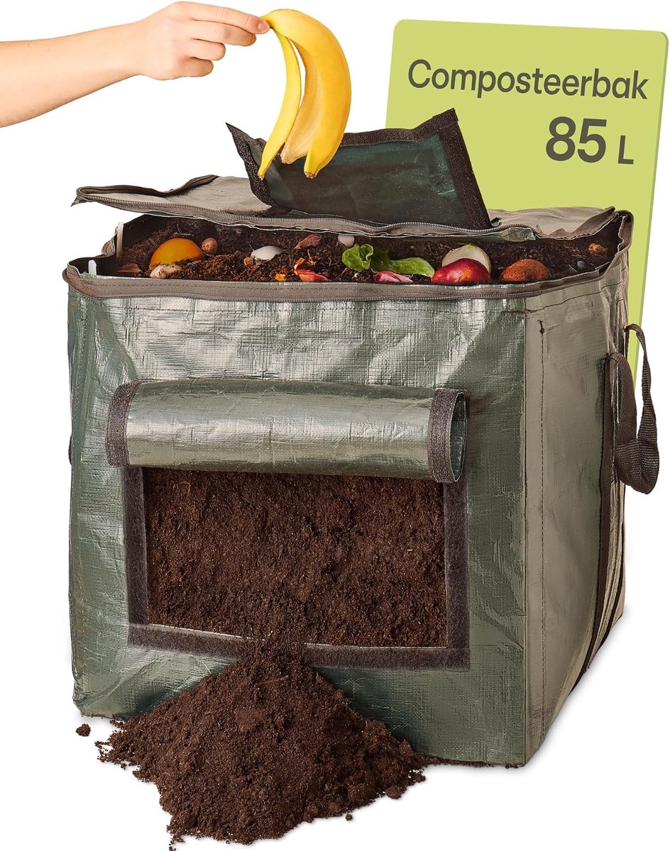 Composteerbak voor de Tuin 85 L Zwart – Stevige Thermo Compostbak