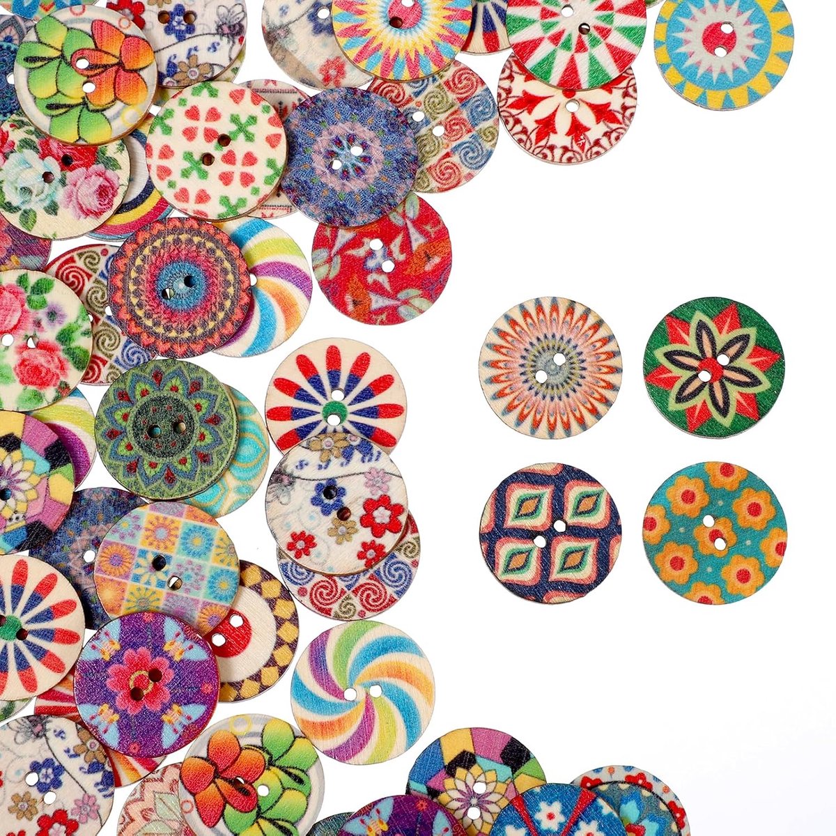 Knopen, 25 mm, kleurrijke kinderknopen met 2 gaten, knopen voor vest, knopen om te naaien, knopen voor knutselen, naaien, decoratie