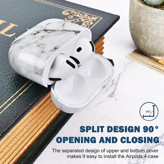 Hard PC Oordopjesbehuizing Compatibel met AirPods 4e Generatie 2024, Modieuze Marmer Print Design Volledige Lichaam Schokbestendige Krasbestendige Beschermende Laadbehuizing voor AirPods 4 — afbeelding 3