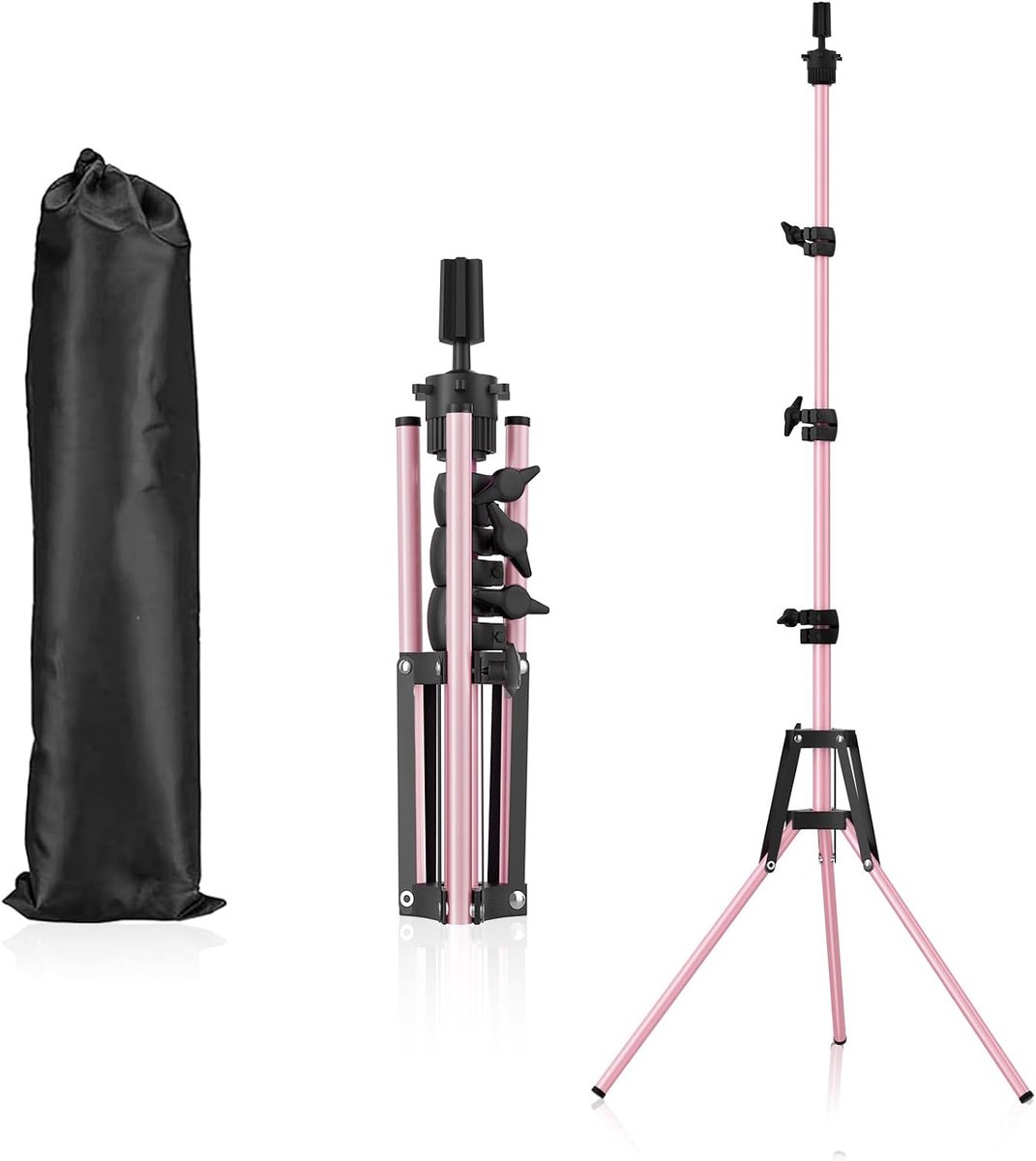 Stand 63 inch Verstelbare Mannequin Hoofd, Versterkte Metalen Mannequin Hoofd Stand voor Cosmetologie Kappers Training, Roze