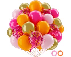 Ballonnen verjaardag roze oranje-QIFU 52 stuks 30 cm latex helium ballonnen roze pastel goud oranje rood roze doop meisjes babyshower decoratie verjaardag afstudeerfeest prinsessen
