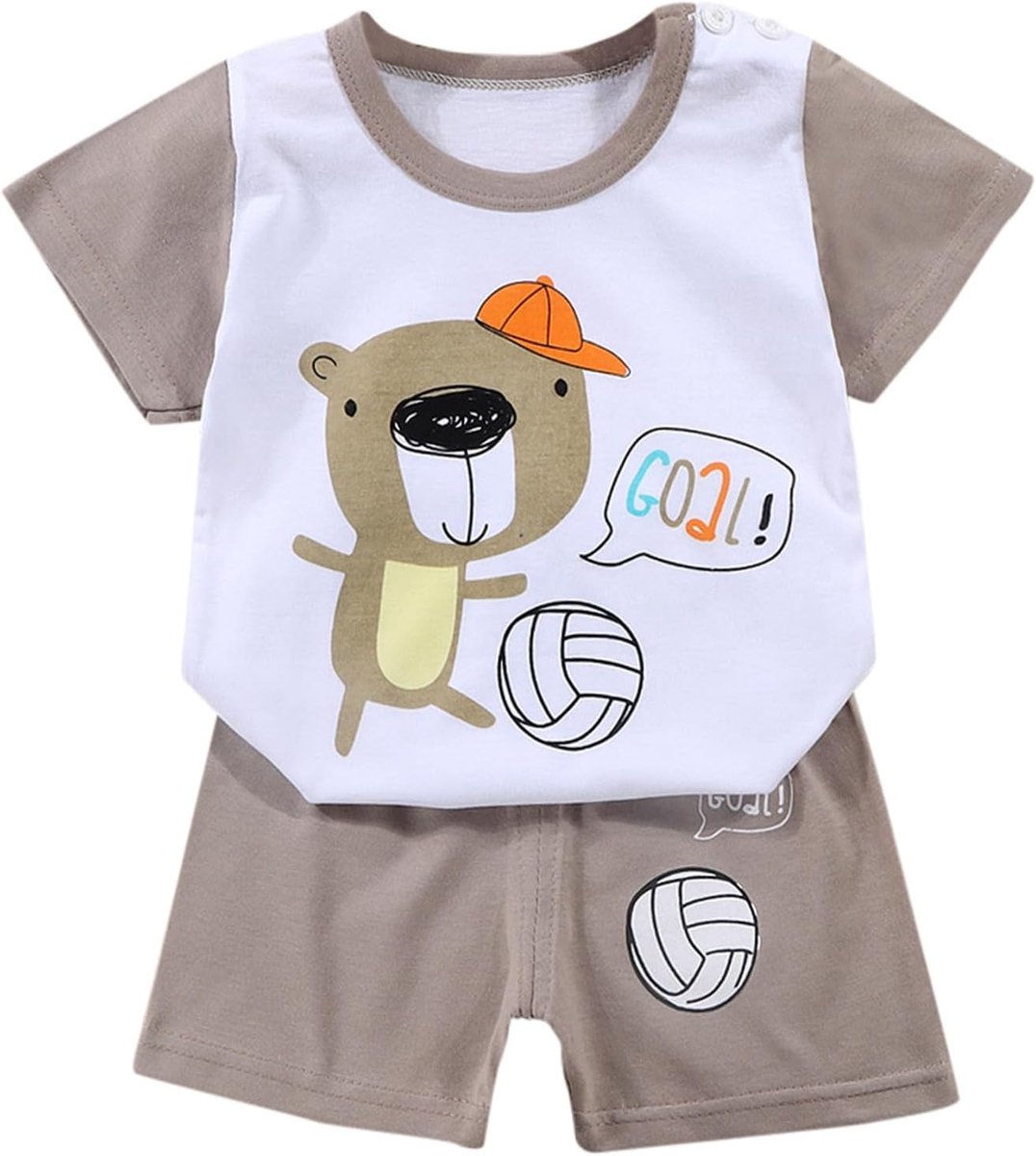 Set voor jongens, 2-delig, katoen, T-shirt, shorts, wit, zomer, kinderen, 3-8 jaar, zacht, licht, comfortabel, A199