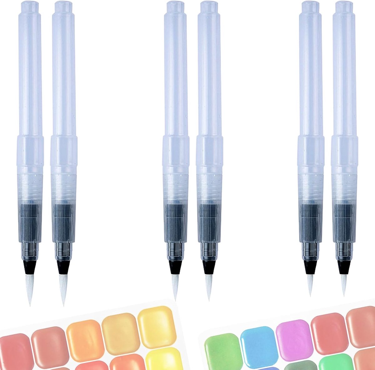 Navulbare aquarelpotloden - 6 stuks verfverfpenselen in 3 maten, aquarelborstel voor schilderen en verfmengen, waterverfborstel voor kalligrafie en tekenen