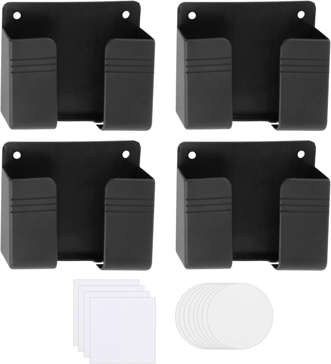 Mobiel houder set van 4 - zelfklevend - zwart - ideaal voor afstandsbedieningen en kleine onderdelen - ShopVlot