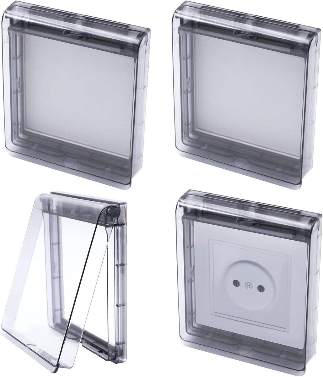4 stuks schakelaarafdekking, zelfklevende stopcontacten, afdekking type 86 lichtschakelaar, afdekking, waterdichte stekkerbescherming voor badkamer, keuken, thuis, buiten