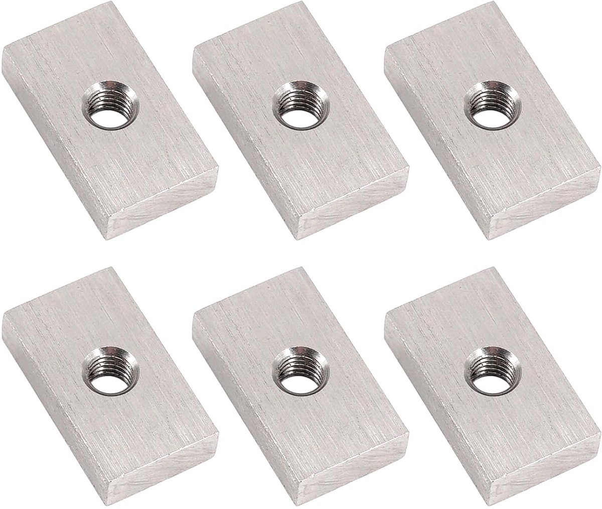 (6 stuks) 34 x 20 x 4 mm M8 vierkante moeren 304 roestvrij staal