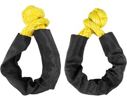 Shackle 2 stuks professionele schakels zachte synthetische schakels sleeptouw terughaaltouw met manchet voor vrachtwagen, aanhanger (geel)