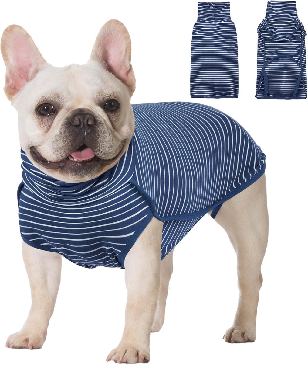 Vest voor honden, trui, stretch sweatshirt, warme en lichtgewicht pullover pyjama, herfst, winter, koud weer, puppykleding jas voor kleine, middelgrote, grote honden, blauw, M