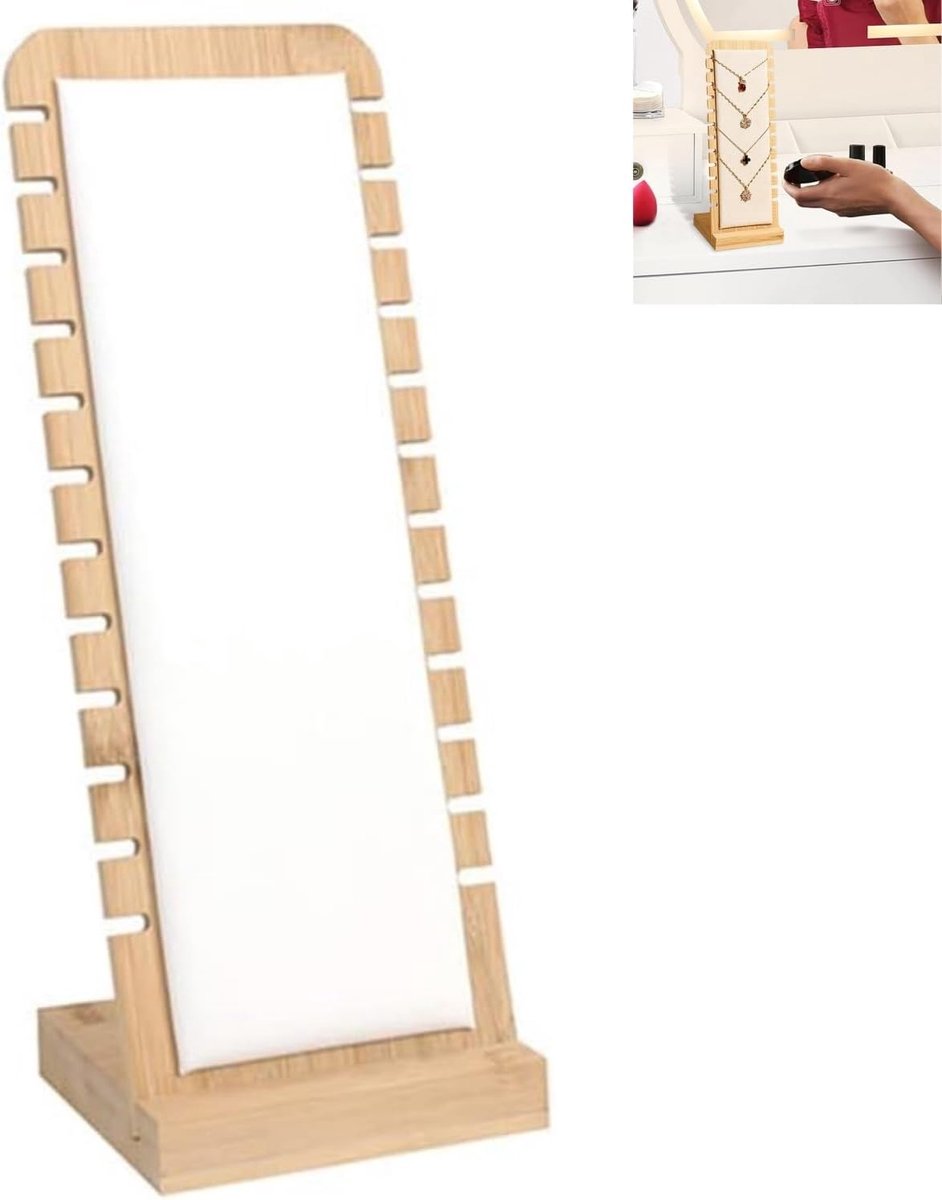 SnelShoppen - Stijlvolle Jewellery Stand - Display Case - Sieraden Organizer - Necklace Holder met 12 Slots - Houten Display voor Kettingen, Armbanden