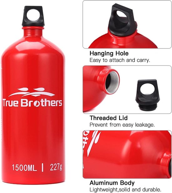 1.5L Aluminum Oil Fuel Bottle Alcohol Liquid Gas Oil Container for Camping, Hiking, Backpacking - ShopVlot — afbeelding 5