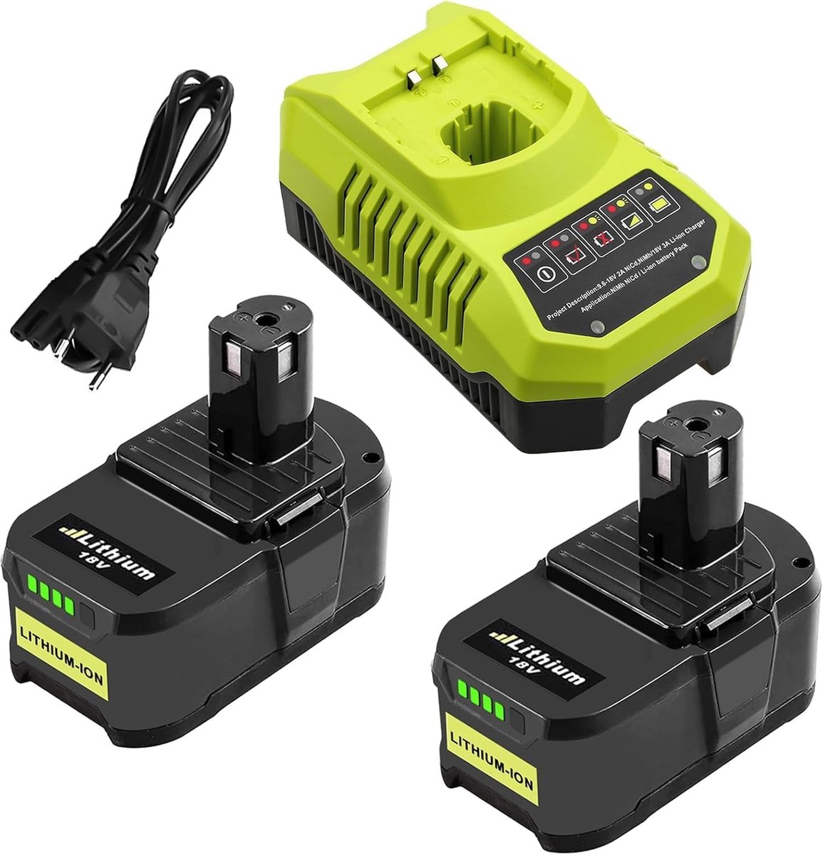 Accu 18V 5.5Ah - 2x vervangend - incl. 3A oplader - met LED indicator - ShopVlot