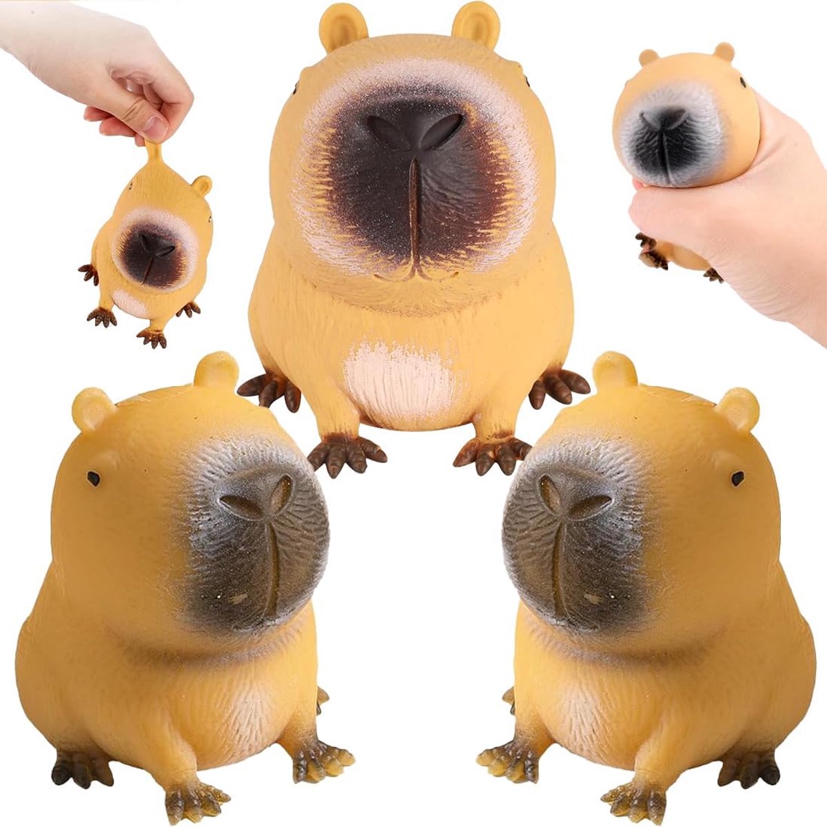 Anti-stress speelgoed, 3 stuks fidget toy, Capybara stressverminderend speelgoed tegen angst, geschikt voor kinderen en volwassenen