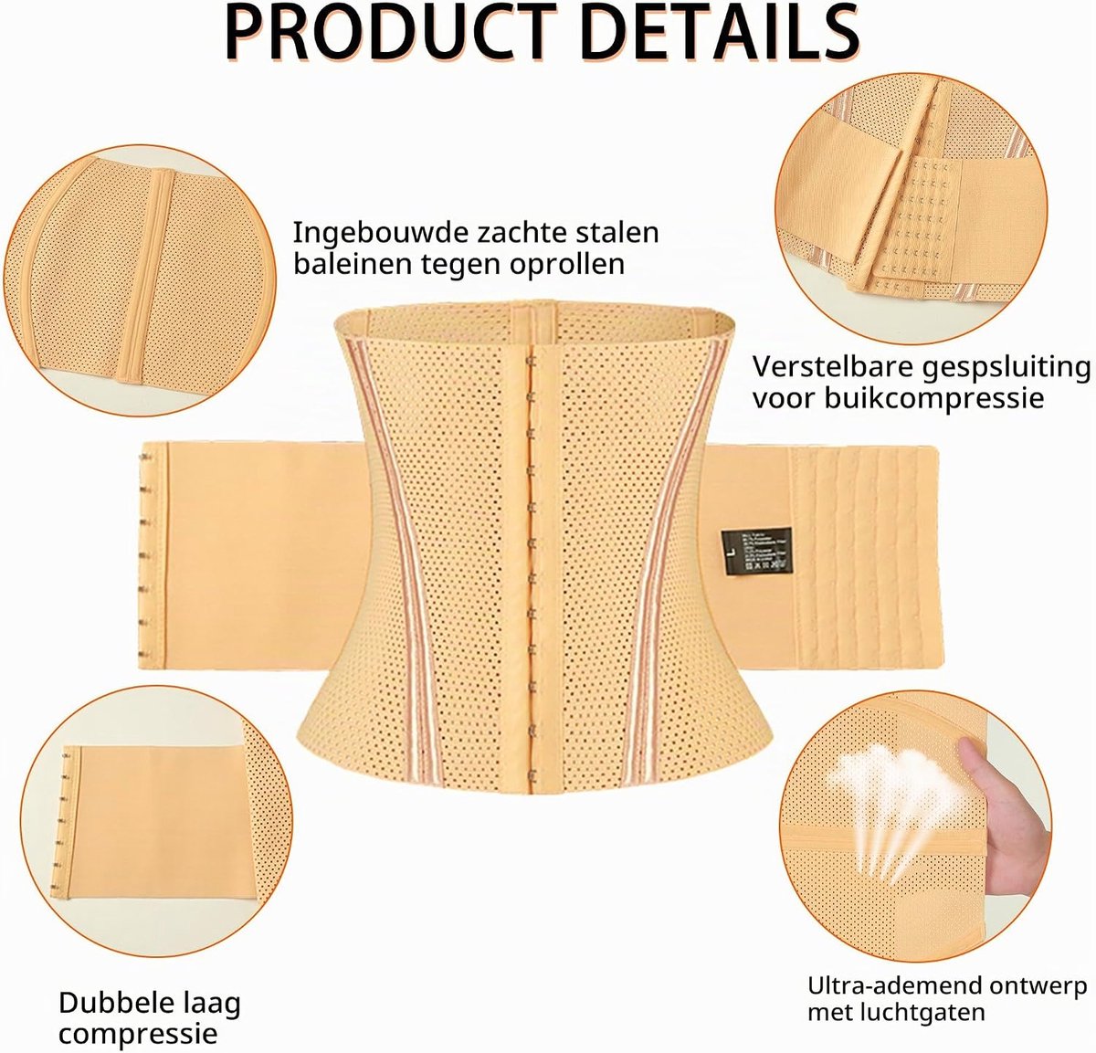 Tailletrainer voor Vrouwen, Lichaamsshaper, Zweetriem, Taillering, Postpartum Buikband, Ademende Mesh Tailletrimmer, Geschikt voor Sport en Dagelijks Gebruik, Unisex