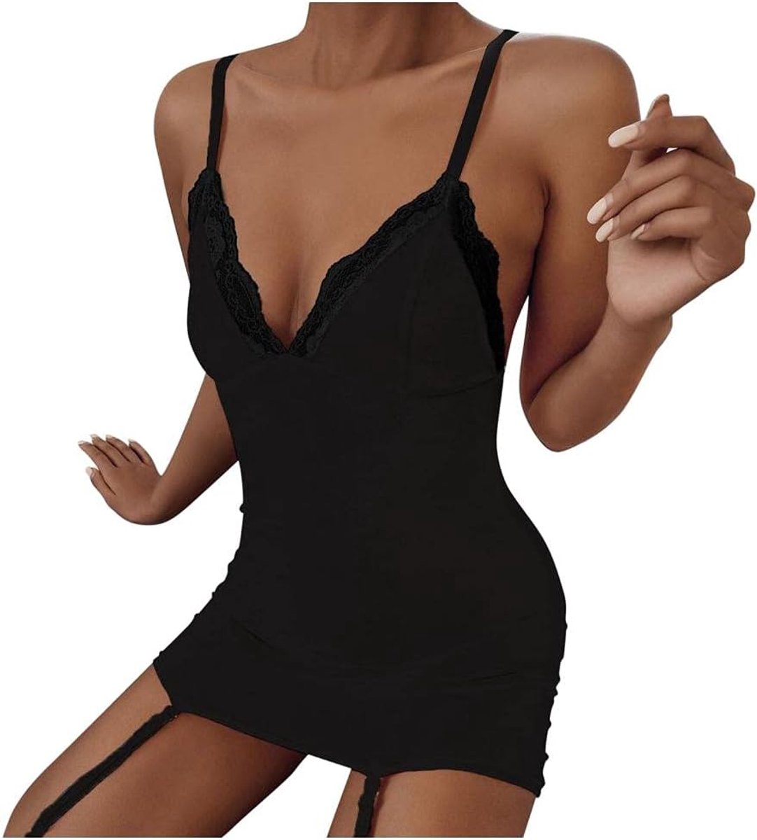 Dameskostuums Vrouwen Transparant Kant Sexy Lingerie Thong Kousenband Ondergoed Backless set