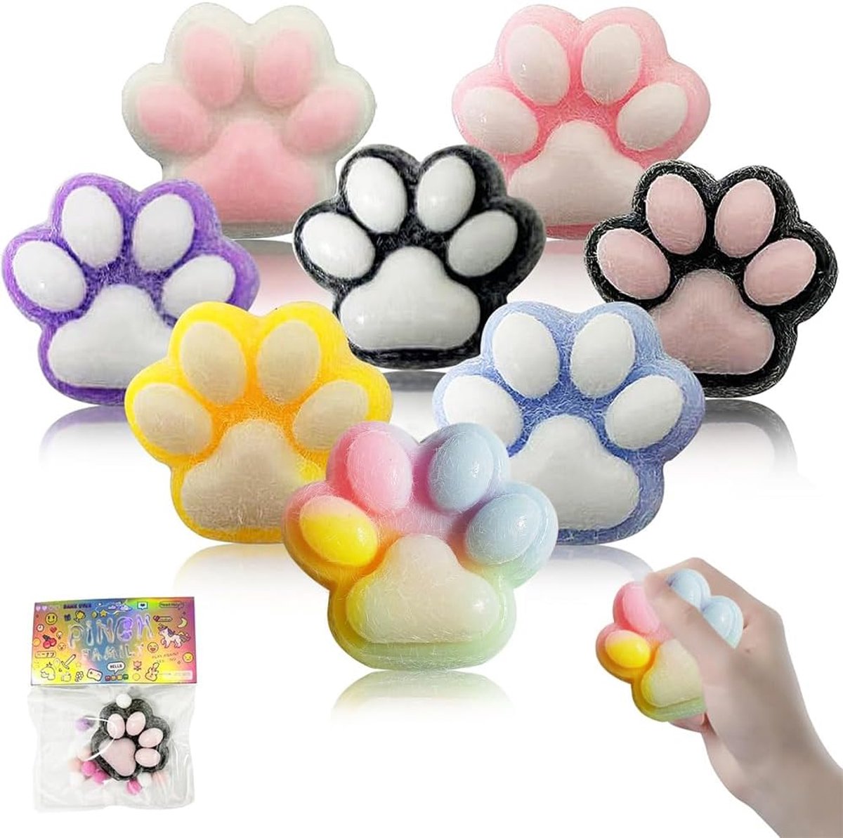 8 stuks Taba squishy poot kattenpoten, kattenpoot knijpspeelgoed, squishy Cat Paw anti-stress ballen, schattig zacht knijpspeelgoed, kattenpoten knijpspeelgoed met ballen
