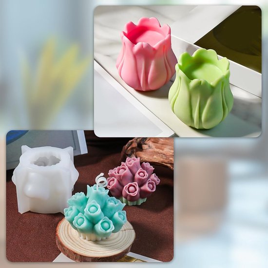 Gietvormen lente, 3D-tulpen, kaarsvormen, siliconen vorm, bloemen, gietvormen, siliconen kaarsen, tulpen, kaarsvormen voor gieten, siliconen vorm, lente voor kaarsen, gips, sojawas (B) — afbeelding 5