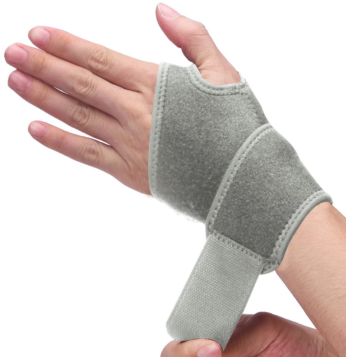 Polsbrace voor carpale tunnel, ademende en verstelbare polssteunbrace voor artritis en tendinitis, polscompressieomslag voor pijnverlichting, eenheidsmaat voor linker- of rechterhand - enkel (grijs)
