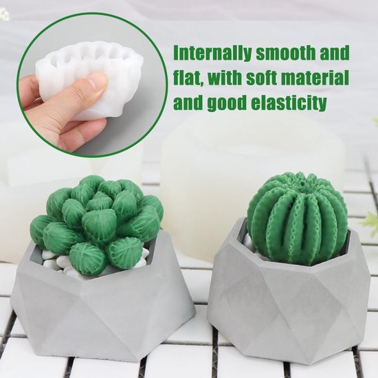 Set van 10 stuks vetplanten, siliconen vormen, gietvormen, kaarsen, siliconen vormen, cactus, 3D-vetplanten, cactus, siliconen vorm, kaarsvormen voor aromatherapie, kaarsen, epoxyharsvormen — afbeelding 4