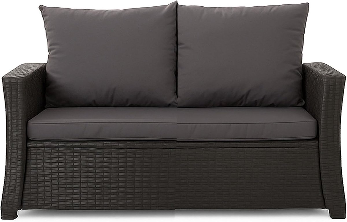Outdoor zitkussen, voor tuinbank van polyrotan, voor buiten, bankkussen, zitkussen, rotan, schommelbank, antraciet, 110 x 50 x 50 cm