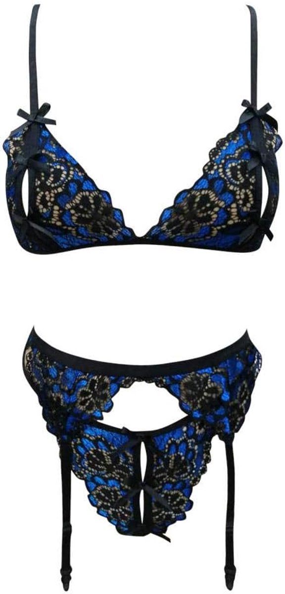 Sexy Kostuum Vrouwen Kant Erotische Lingerie Draadloze Beha String Kousenband Ondergoed Verleiding Nachtkleding Set