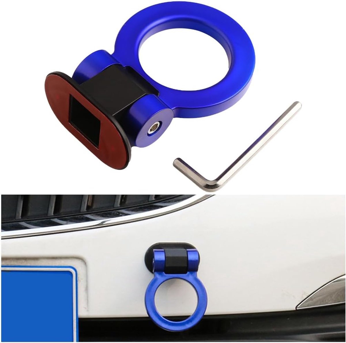 Ring gevormde auto sleephaak, universele abs auto sleephaak rond zelfklevend, universele sleephaak autohanger, auto tralier sleephaak auto-accessoires (blauw)