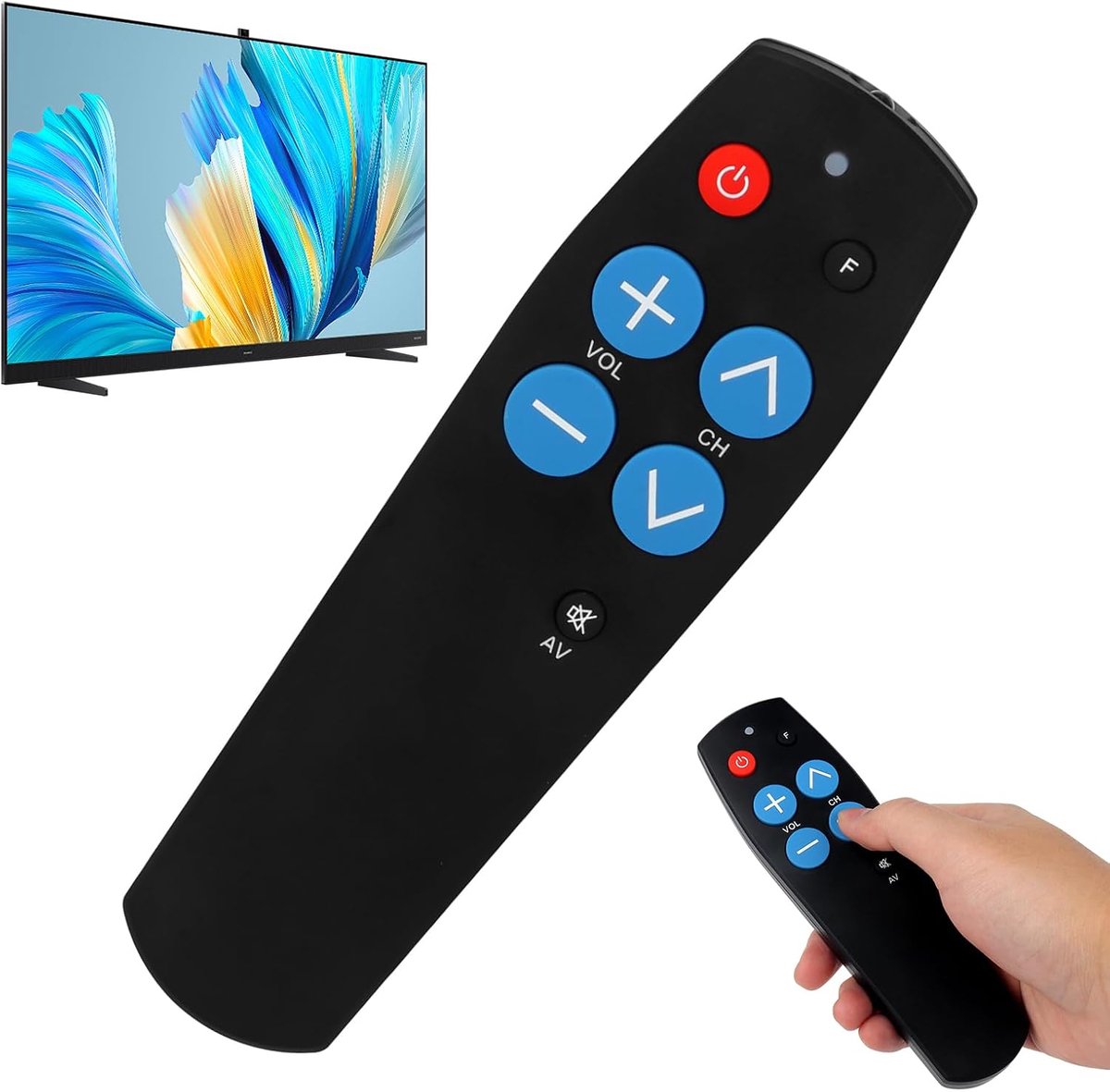 Afstandsbediening, tv-afstandsbediening met grote knoppen, eenvoudig te bedienen en in te stellen, senioren afstandsbediening, werkt voor tv- en kabel-IR-apparaten, geschikt voor