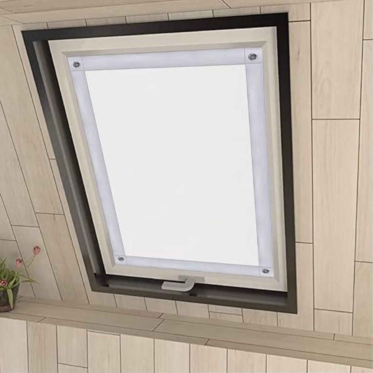 Rolgordijn grijs voor ramen van polyester 96 × 115 cm, installatie zonder boren