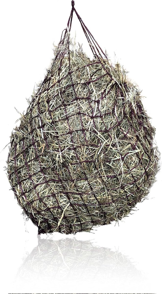 Groot hooinet voor paarden, 5 x 5 cm, mazen, diervriendelijke voeding, verbeterde spijsvertering, hooizak voor onderweg, voederzak voor pony's, jonge paarden, oude paarden, geiten (1 x bordeaux)