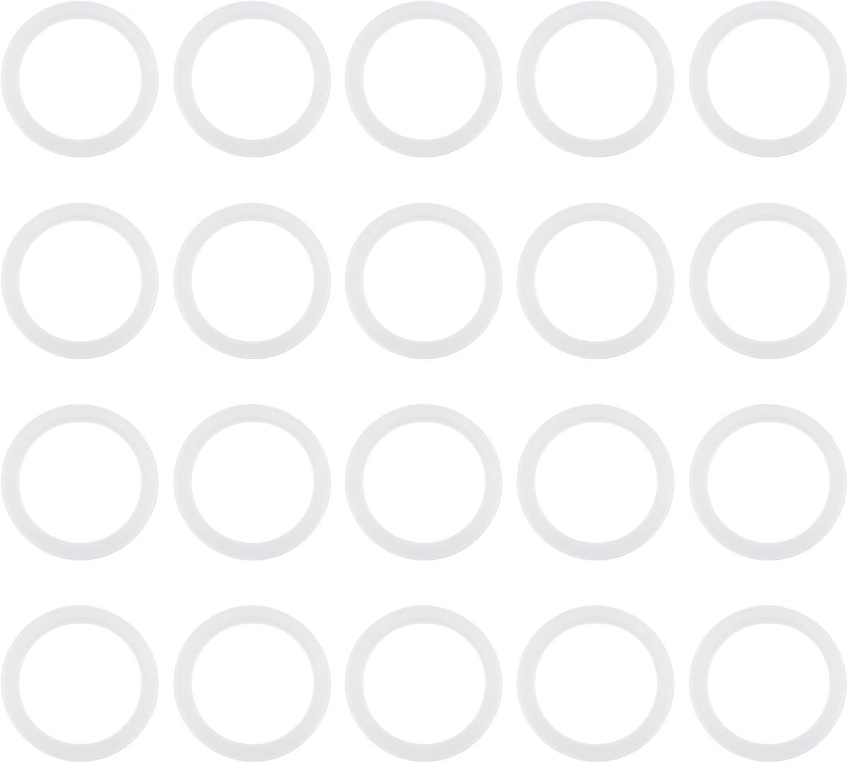 Idea 20 stuks 21 mm nylon ringen voor de reparatie van deurgrepen 21x16,3x1,1 mm wit