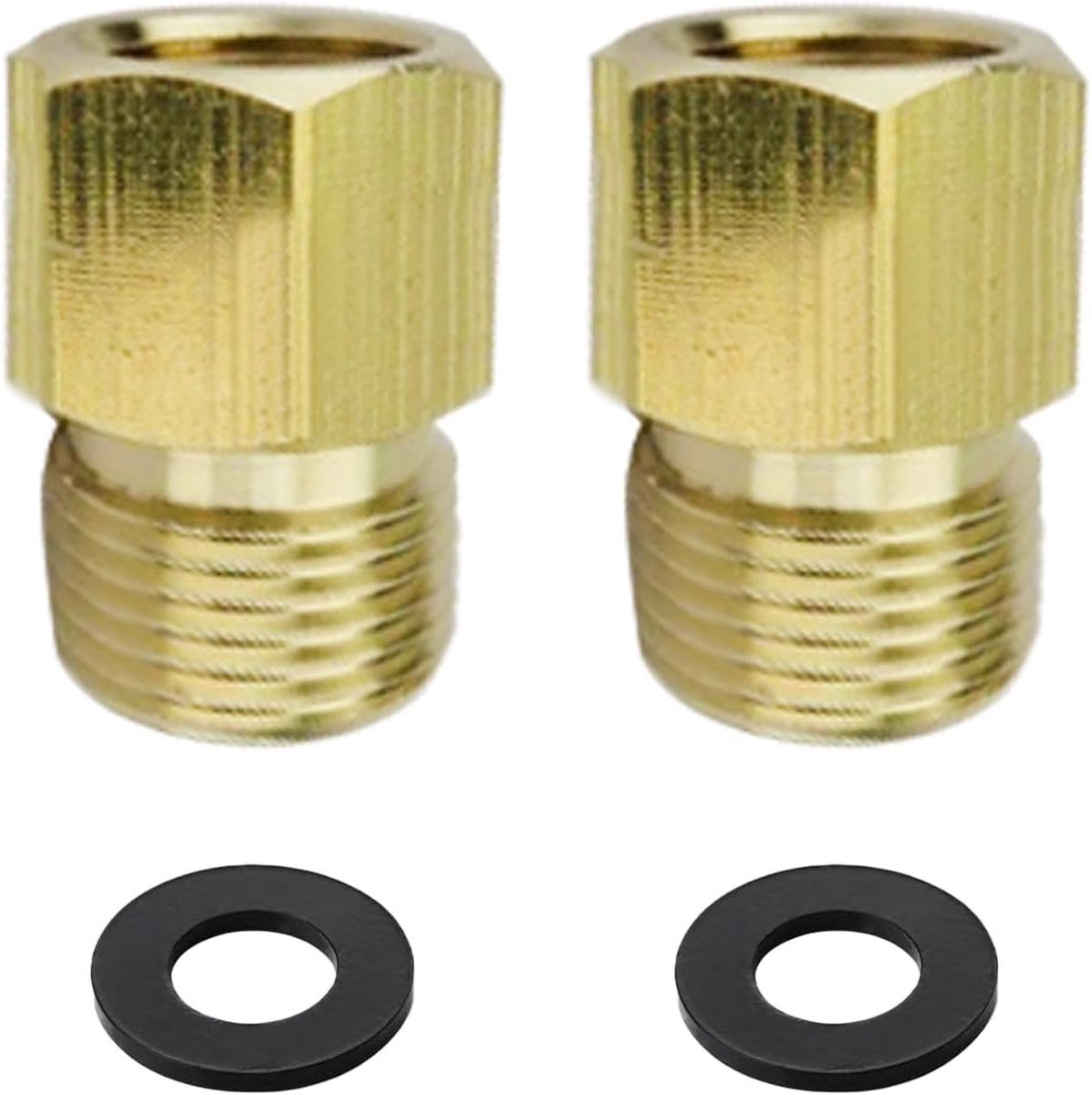 2 stuks LPG gasadapter, AG 3/8" naar IG 1/4" lks messing gasverbinding voor gasfornuis, campingfornuis, krukfornuis, gasherd