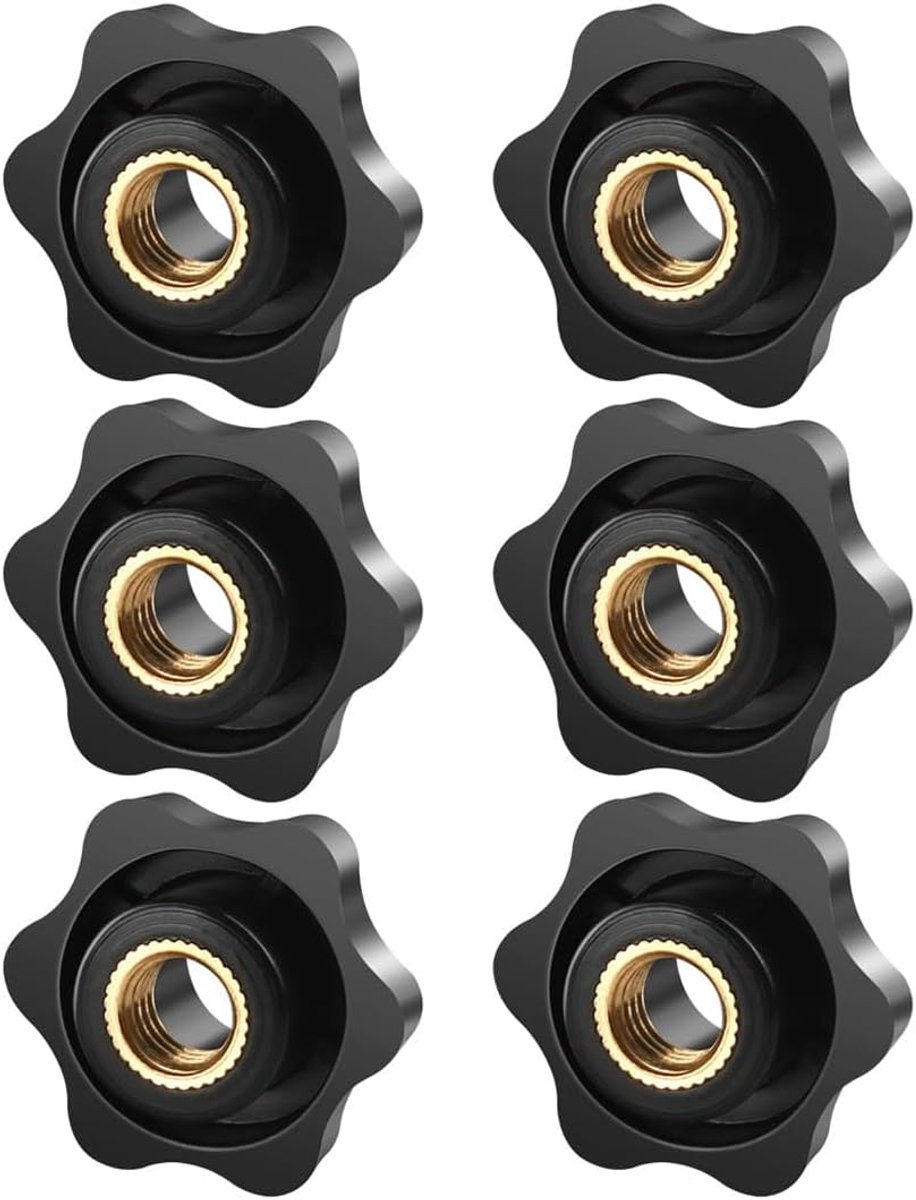 Set van 6 stergreepmoeren M8 32 mm buitendiameter vlinderwiel kartelschroeven kartelschroefdraad spanknop