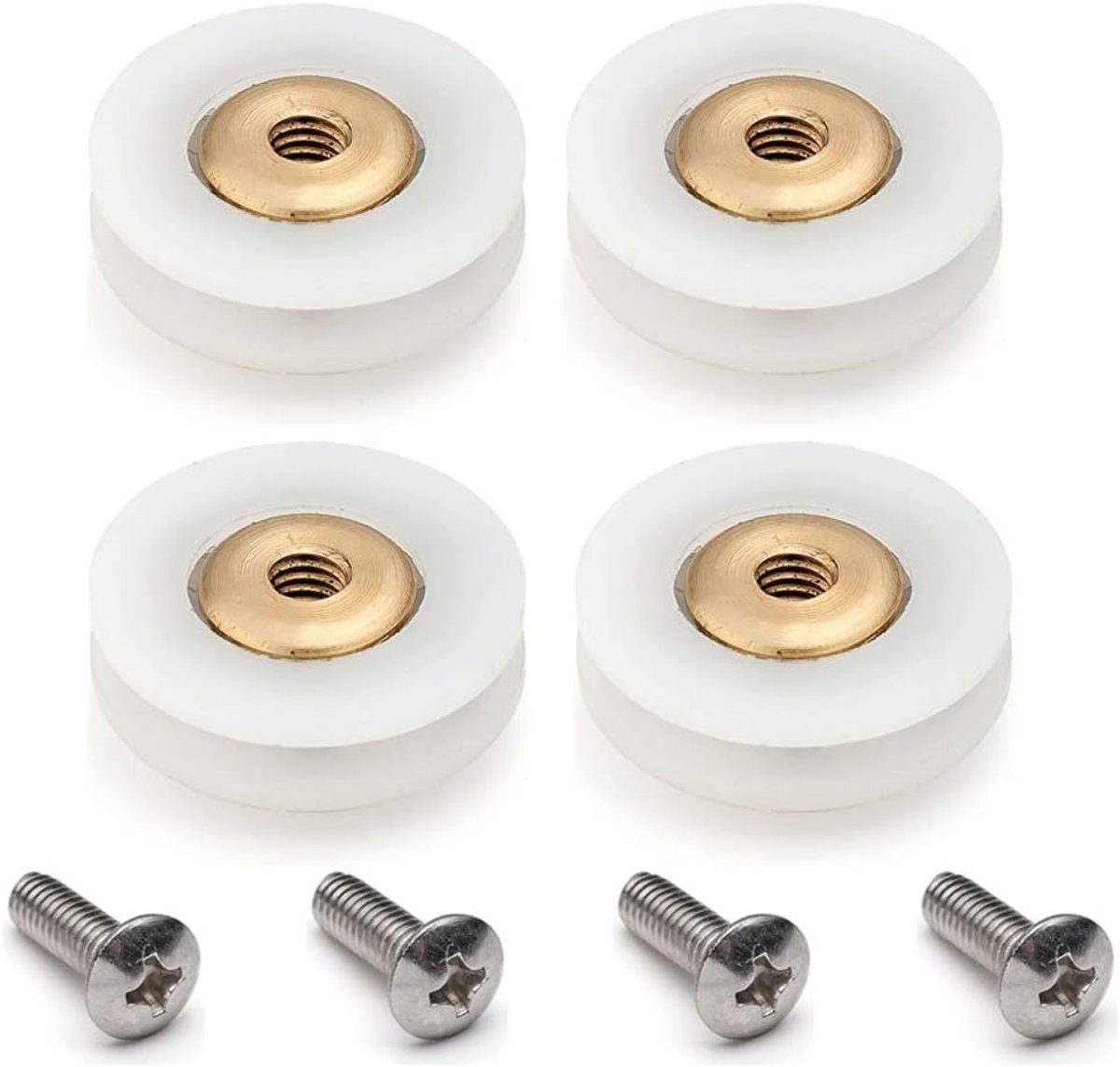 4x Vervangende Douchedeur Rollers/Lopers/Wielen Gegroefd 19mm Diameter