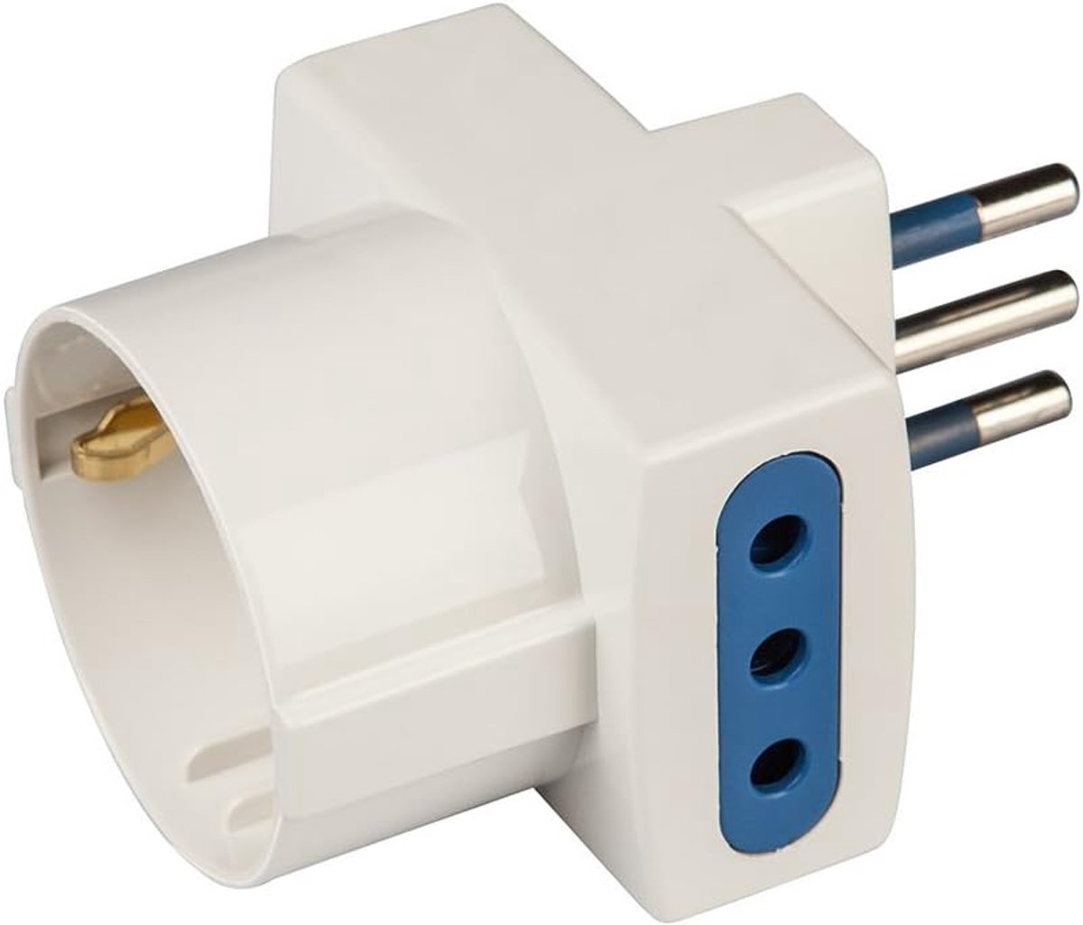 Pool pp0467.6 Storingssignaal adapter stekker klein 10 A 1 stekker standaard Duits en 2 stopcontacten klein 10 A, set 6 stuks, wit