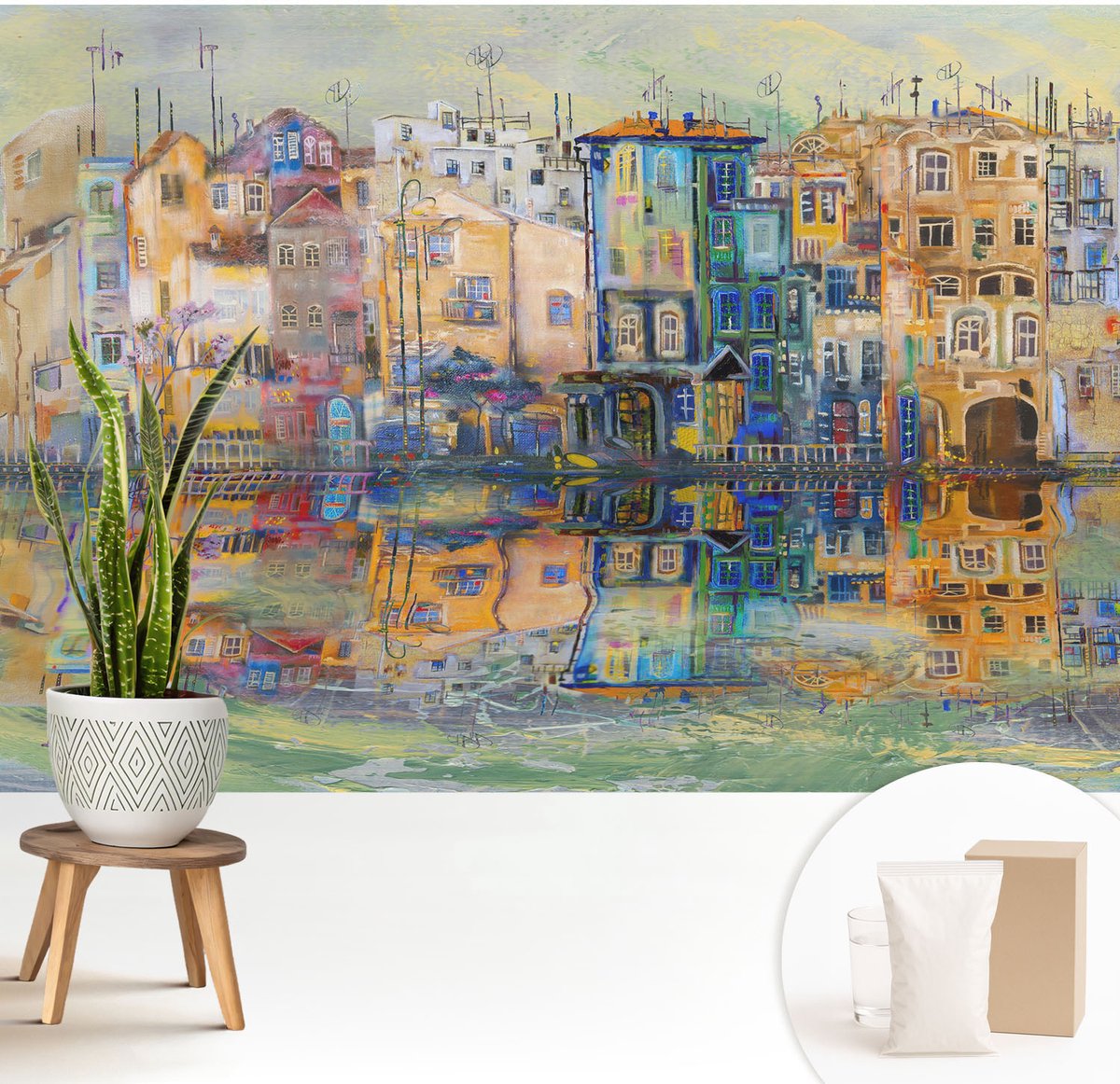 Wallfluent Fotobehang - Beige Vliesbehang - 208x146 cm - Magische Stad Muurschildering - Gang behang Architectuur - Fotobehang Vlies - Gang behang