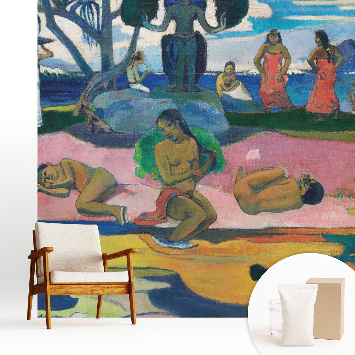 Wallfluent Fotobehang - Roze Vliesbehang - 250x250 cm - Tropische Vakantiebestemming Muurschildering - Slaapkamer behang Mensen - Fotobehang Vlies - Slaapkamer behang