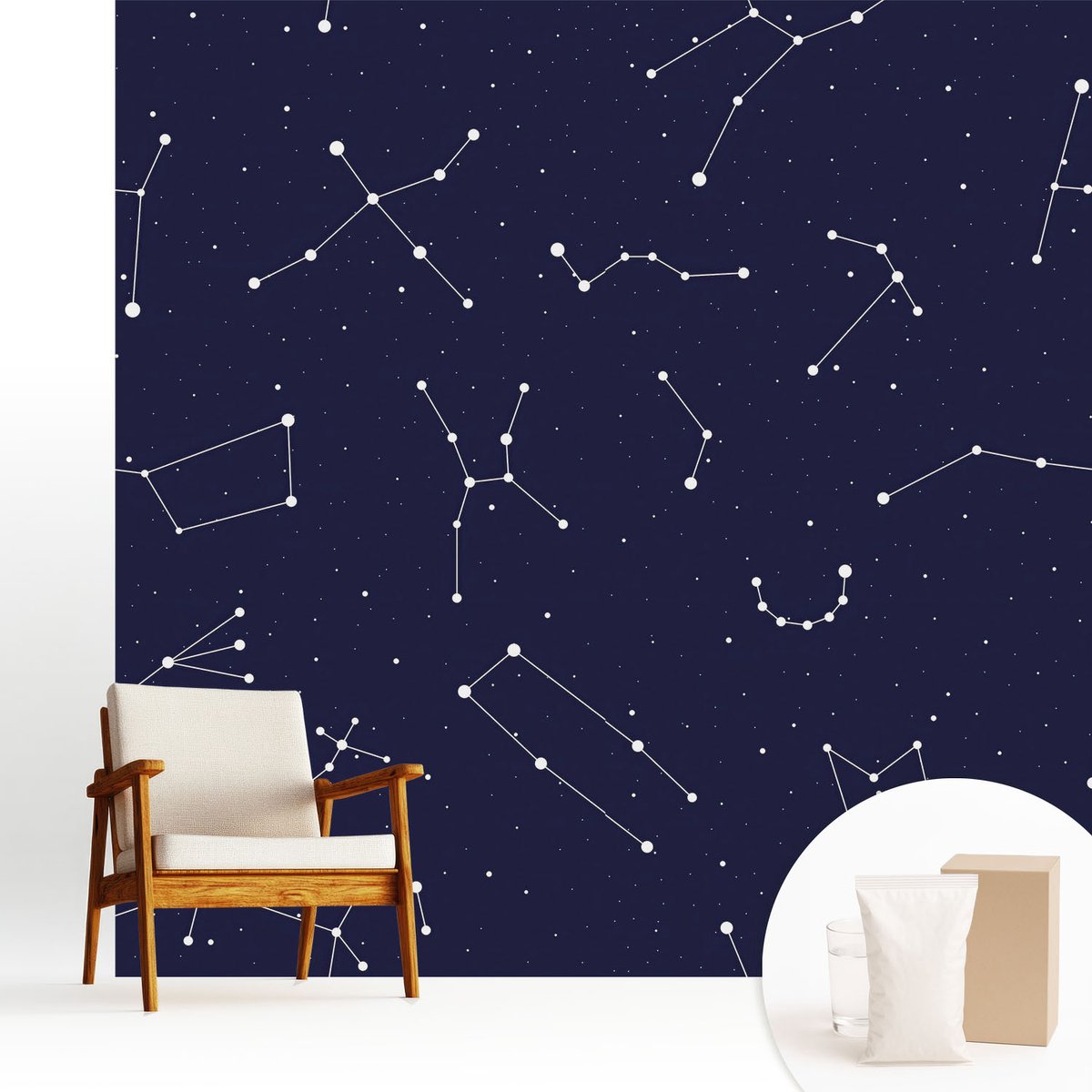 Wallfluent Fotobehang - Marine Vliesbehang - 250x250 cm - Astro Sky Fotobehang Vlies - Hal behang Kosmos - Muurschildering - Hal behang