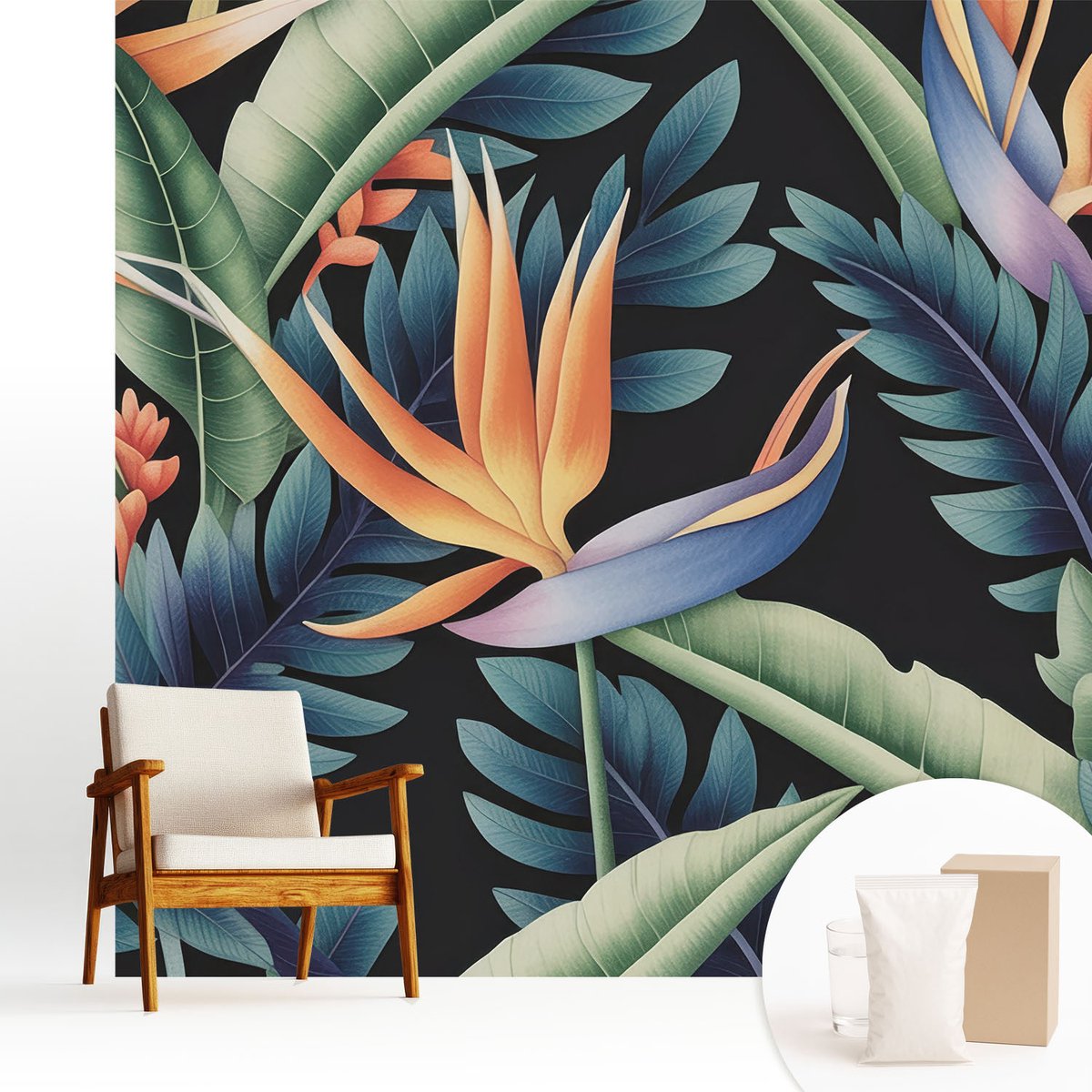 Wallfluent Fotobehang - Groente Vliesbehang - 250x250 cm - Paradijs-Thema Muurschildering - Slaapkamer behang Bloemen En Planten - Fotobehang Vlies - Slaapkamer behang