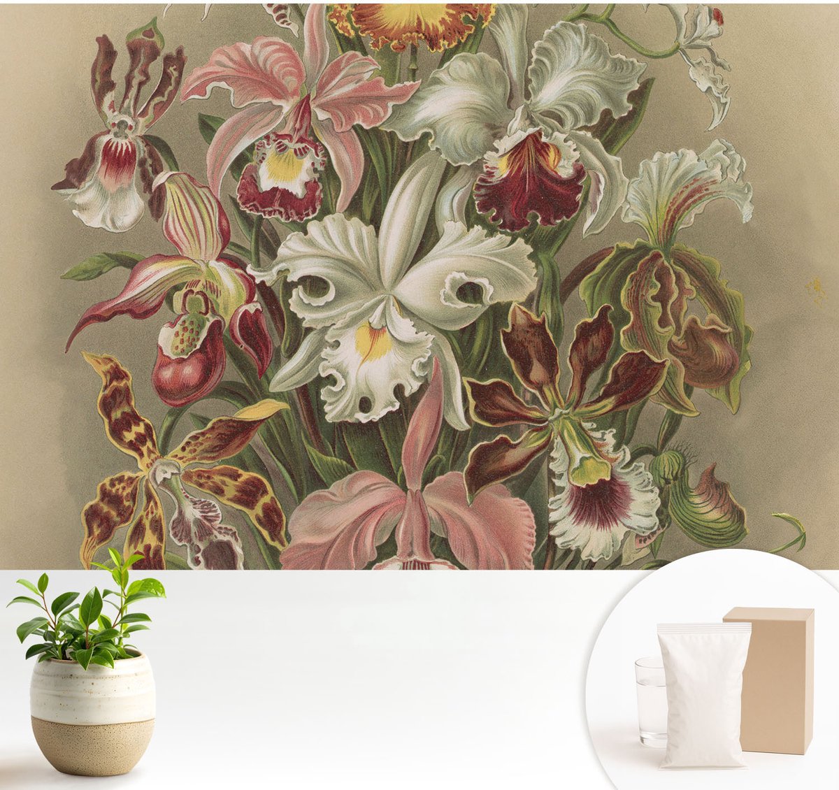 Wallfluent Fotobehang - Groente Vliesbehang - 104x70 cm - Bloemige Elegantie Muurschildering - Slaapkamer behang Bloemen En Planten - Fotobehang Vlies - Slaapkamer behang